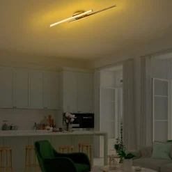 Plafonnier design LED - 2 barres métal doré VIESTE