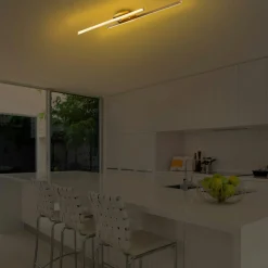Plafonnier design LED - 2 barres métal doré VIESTE