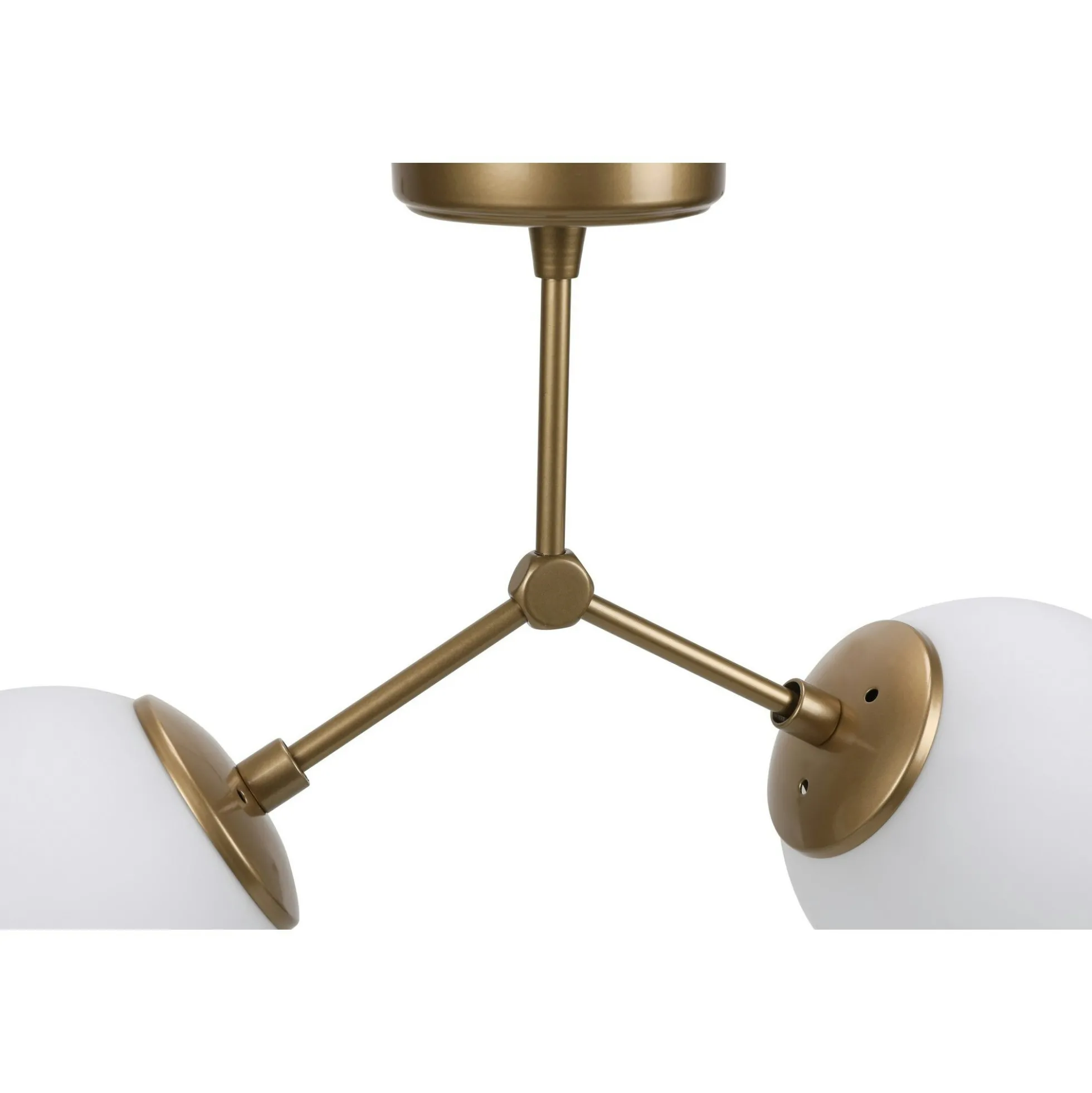 Plafonnier design métal doré 2 globes verre dépoli SIERRE