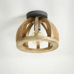 Plafonnier en bois de manguier ajouré LUCKNOW