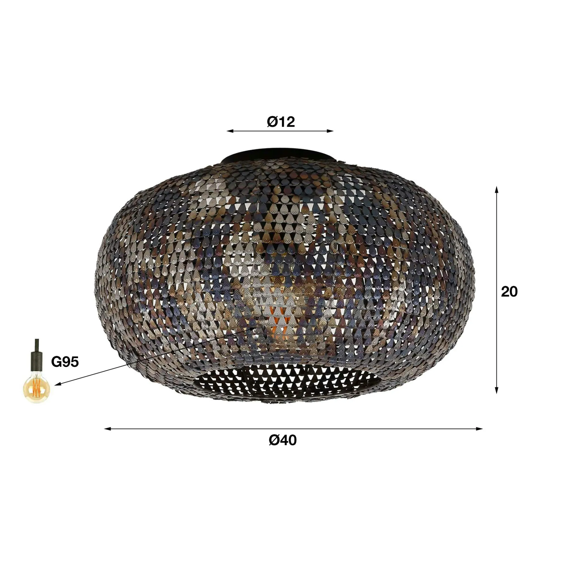 Plafonnier en métal effet maille ø 40 cm TRIBECA