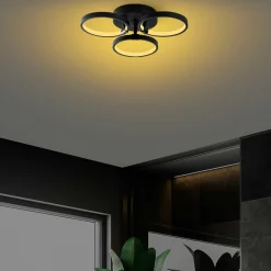 Plafonnier LED noir moderne – 3 anneaux VIESTE