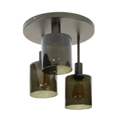 Plafonnier vintage 3 abat-jour verre teinté en cascade NOVA