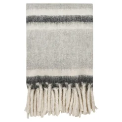 Plaid canapé gris en dégradé et blanc à franges FALLON
