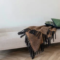 Plaid canapé marron - franges noires, 130x170 cm FALLON