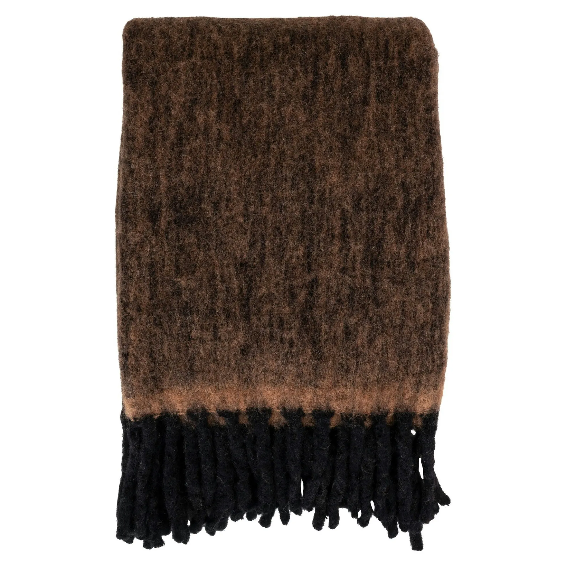 Plaid canapé marron - franges noires, 130x170 cm FALLON