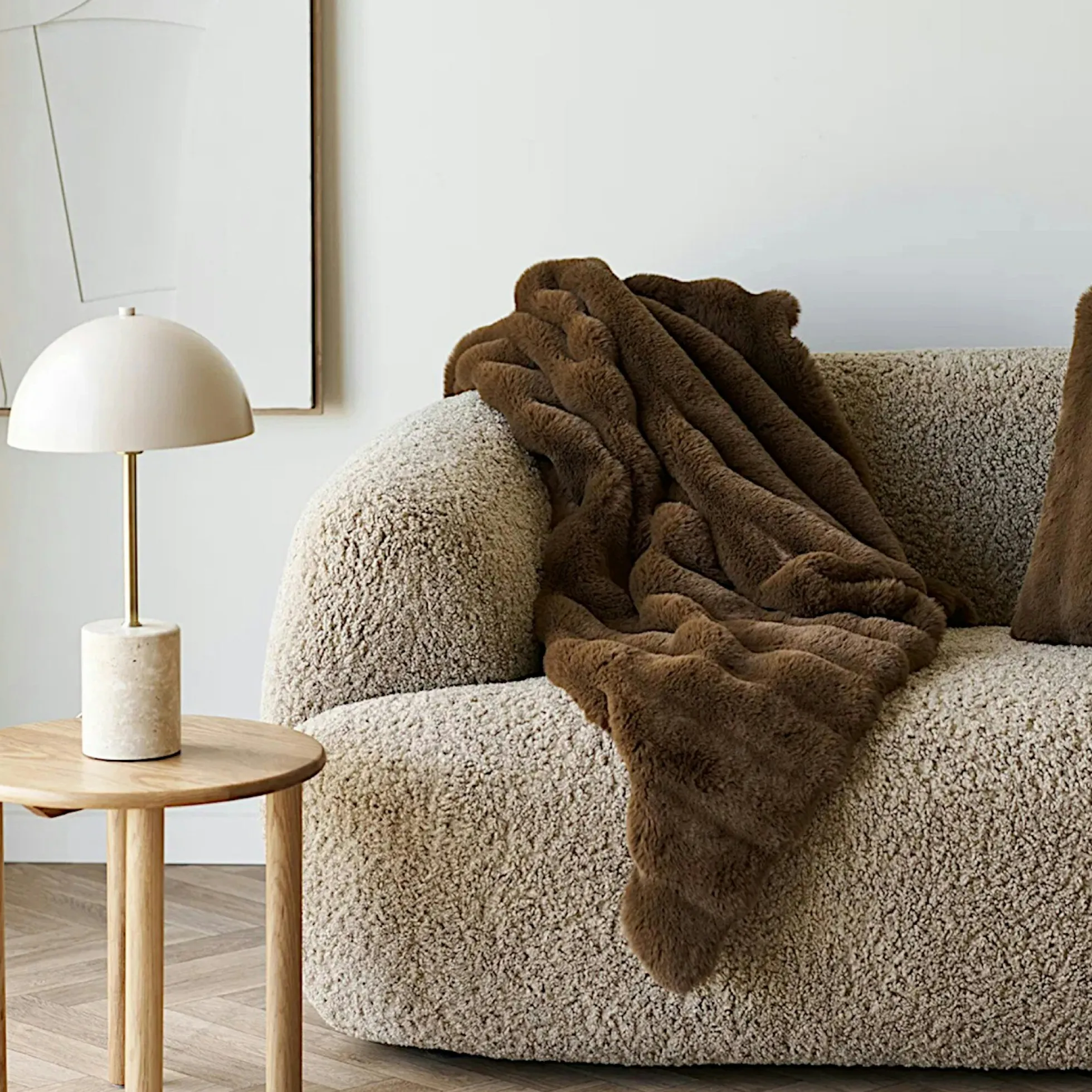Plaid fausse fourrure marron FALLON