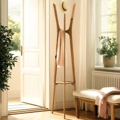 Porte-manteau en bois de teck recyclé SWING
