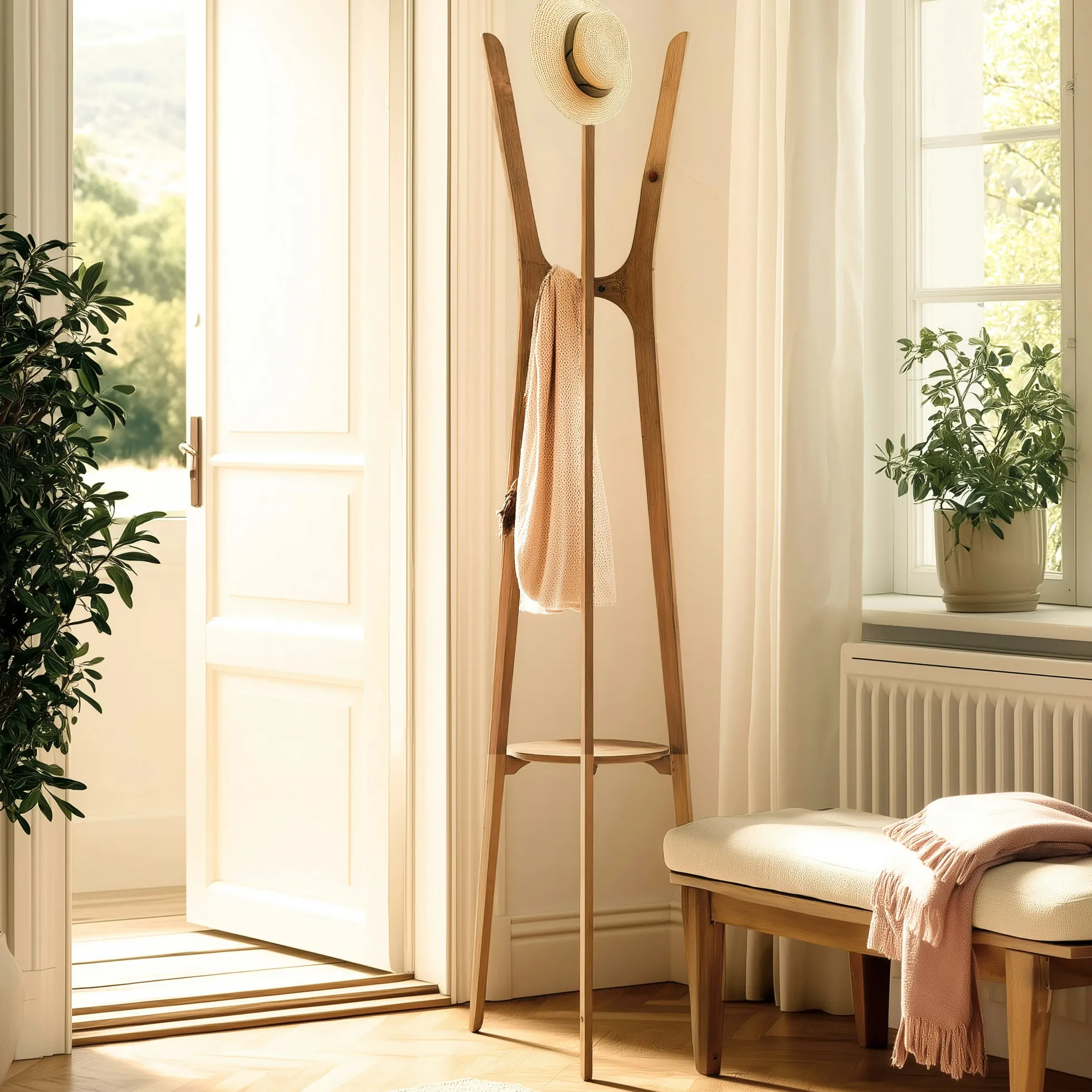 Porte-manteau en bois de teck recyclé SWING
