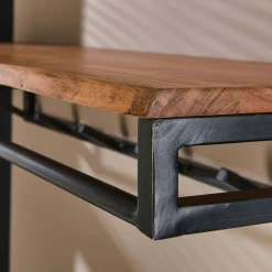 Portemanteau mural en bois d'acacia 6 patères + 1 tringle TRIBECA