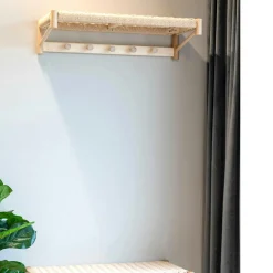Portemanteau mural style scandinave en bois de peuplier et corde TALLINN