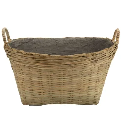 Pot de fleurs ovale bambou et béton avec anses HERCULE