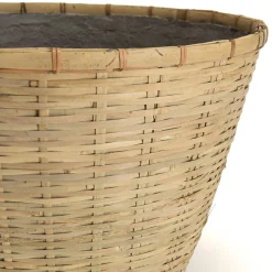 Pot de fleurs rond bambou et béton D60 cm HERCULE