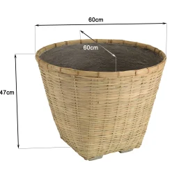 Pot de fleurs rond bambou et béton D60 cm HERCULE