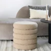 Pouf avec rangement, tissu bouclette beige BRUGES