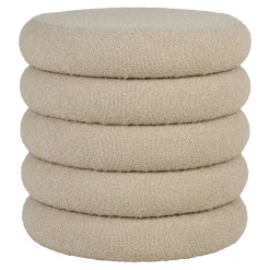 Pouf avec rangement, tissu bouclette beige BRUGES
