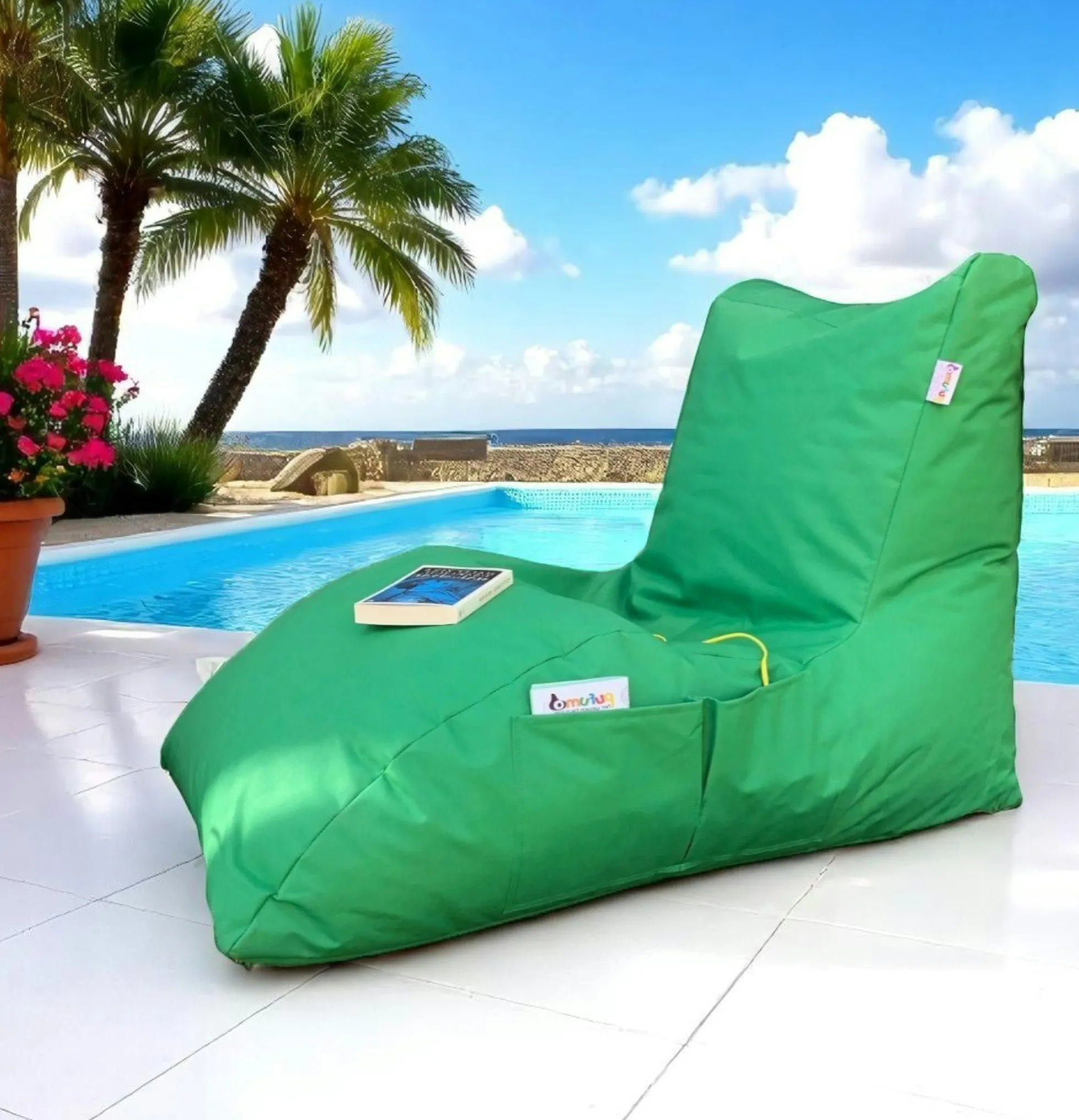 Pouf bain de soleil XXL imperméable – vert ARTA
