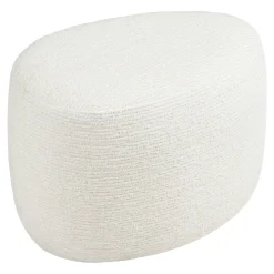 Pouf blanc tissu chenille forme organique 55 cm BERLIN