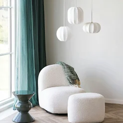 Pouf blanc tissu chenille forme organique 55 cm BERLIN