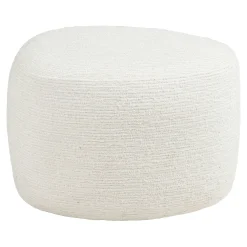 Pouf blanc tissu chenille forme organique 55 cm BERLIN