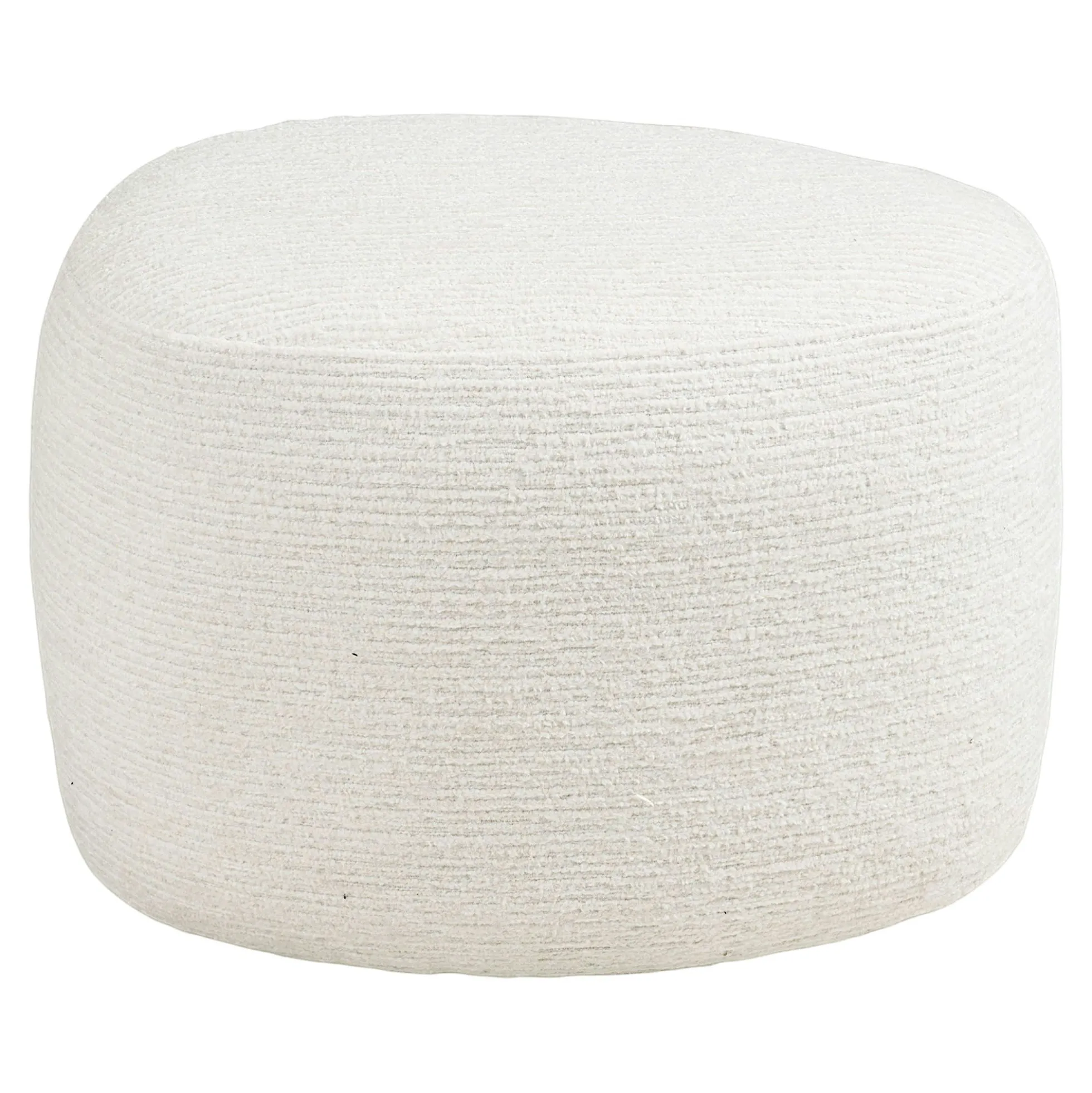 Pouf blanc tissu chenille forme organique 55 cm BERLIN