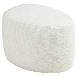 Pouf blanc tissu chenille forme organique 55 cm BERLIN