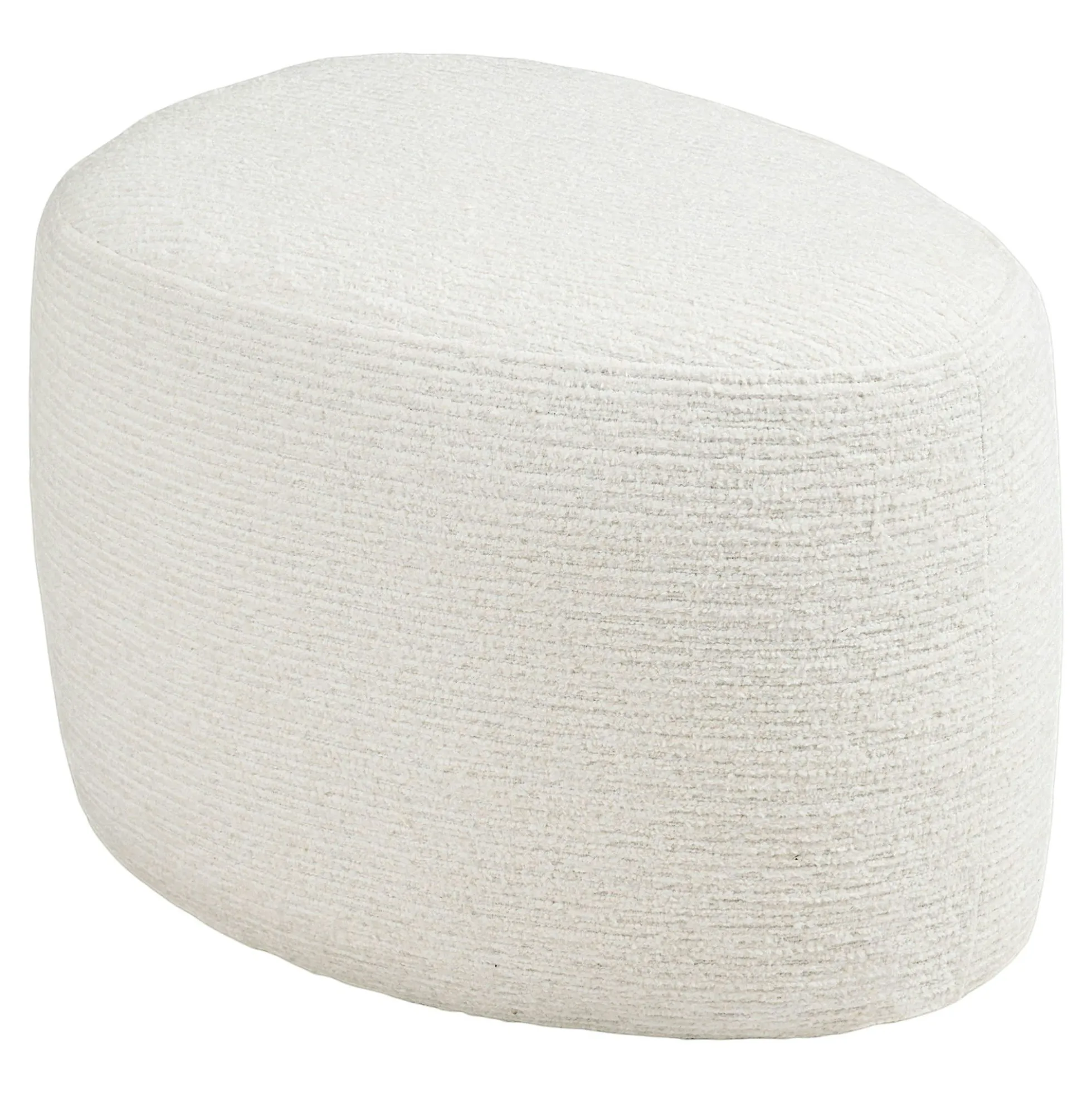 Pouf blanc tissu chenille forme organique 55 cm BERLIN