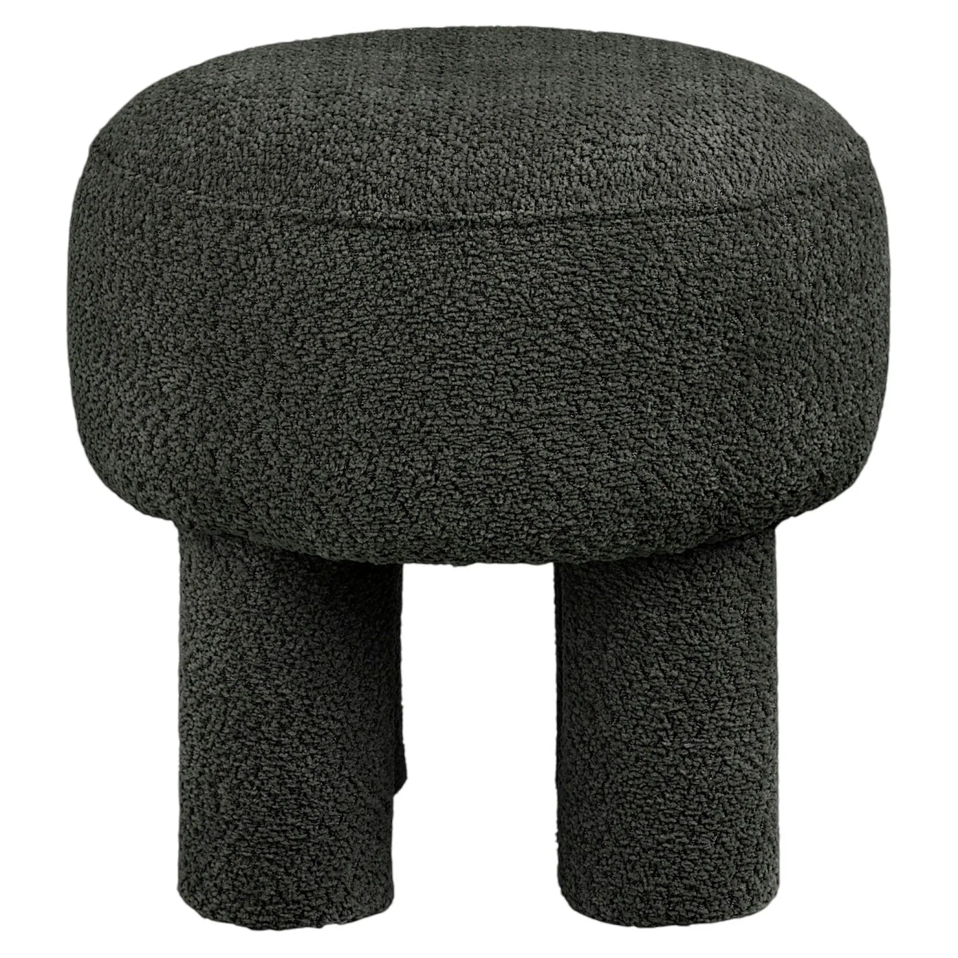 Pouf bouclette gris charbon à pieds larges BERLIN
