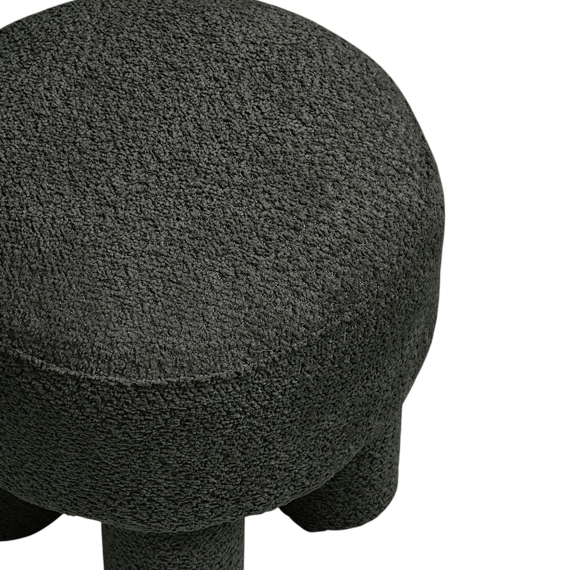 Pouf bouclette gris charbon à pieds larges BERLIN
