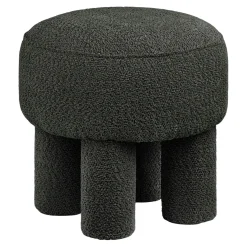 Pouf bouclette gris charbon à pieds larges BERLIN