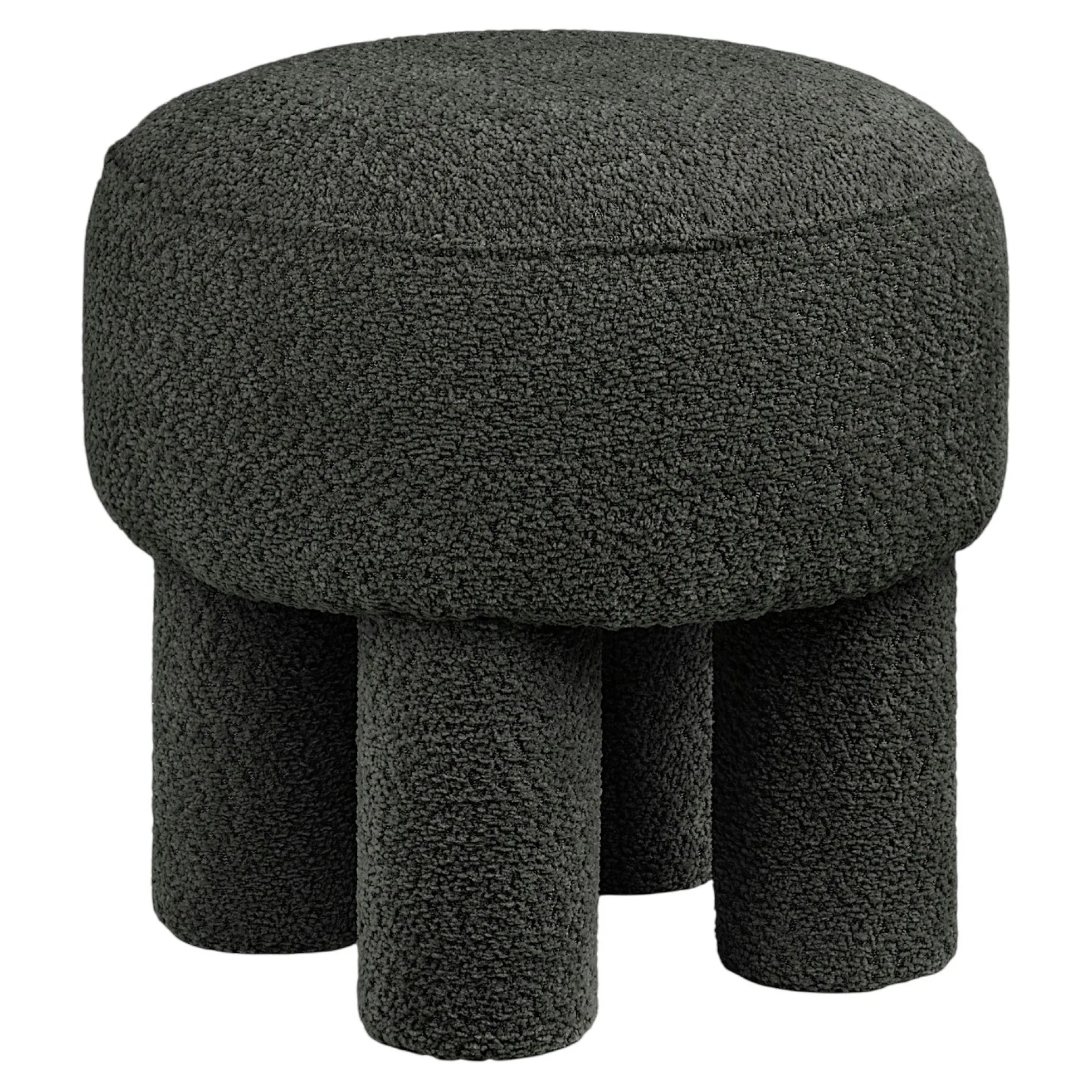 Pouf bouclette gris charbon à pieds larges BERLIN