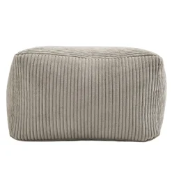 Pouf carré en velours côtelé gris perle TIM
