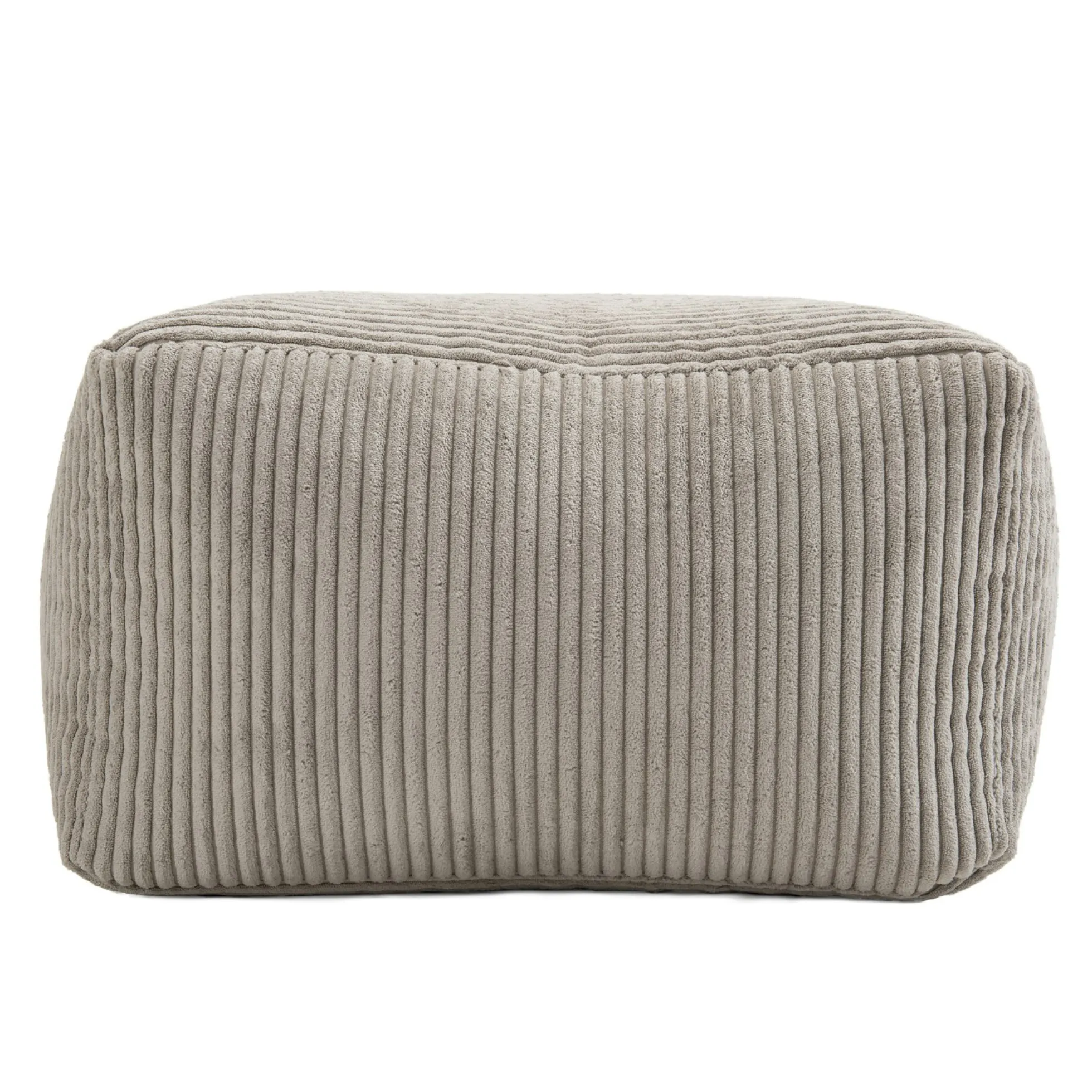Pouf carré en velours côtelé gris perle TIM