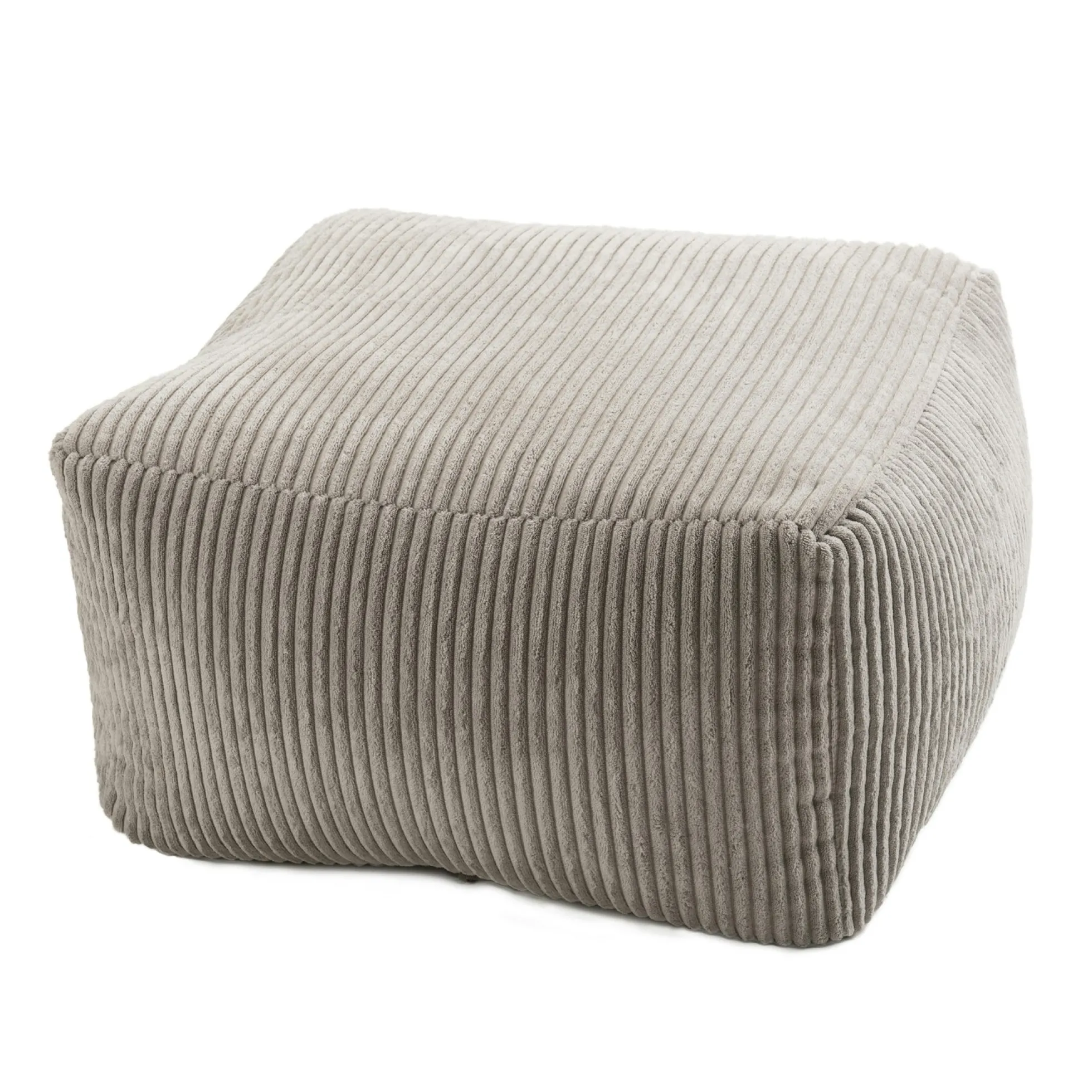 Pouf carré en velours côtelé gris perle TIM