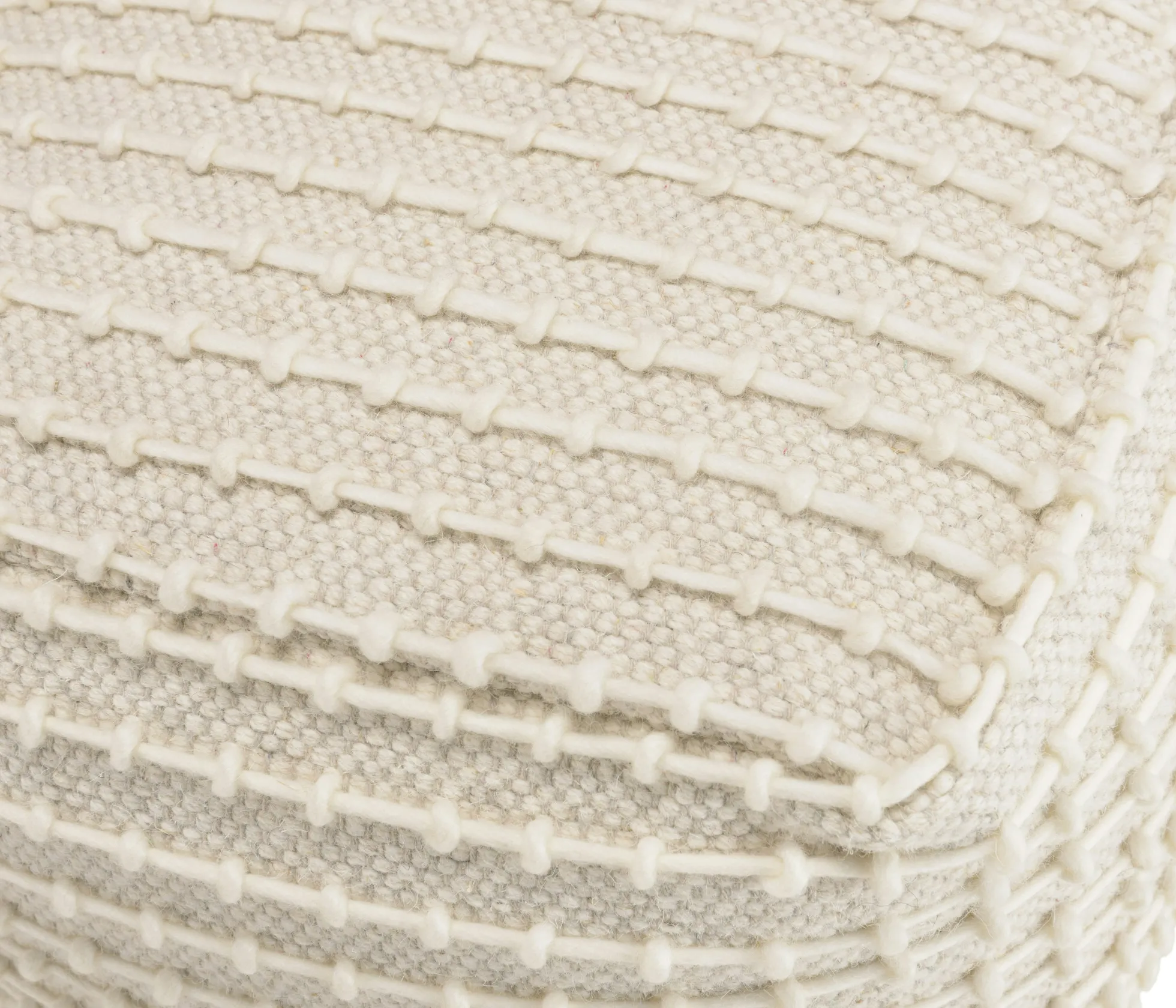 Pouf carré laine ivoire effet tricot TIM