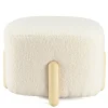 Pouf carré tissu bouclette écru pieds bois COLOMBUS