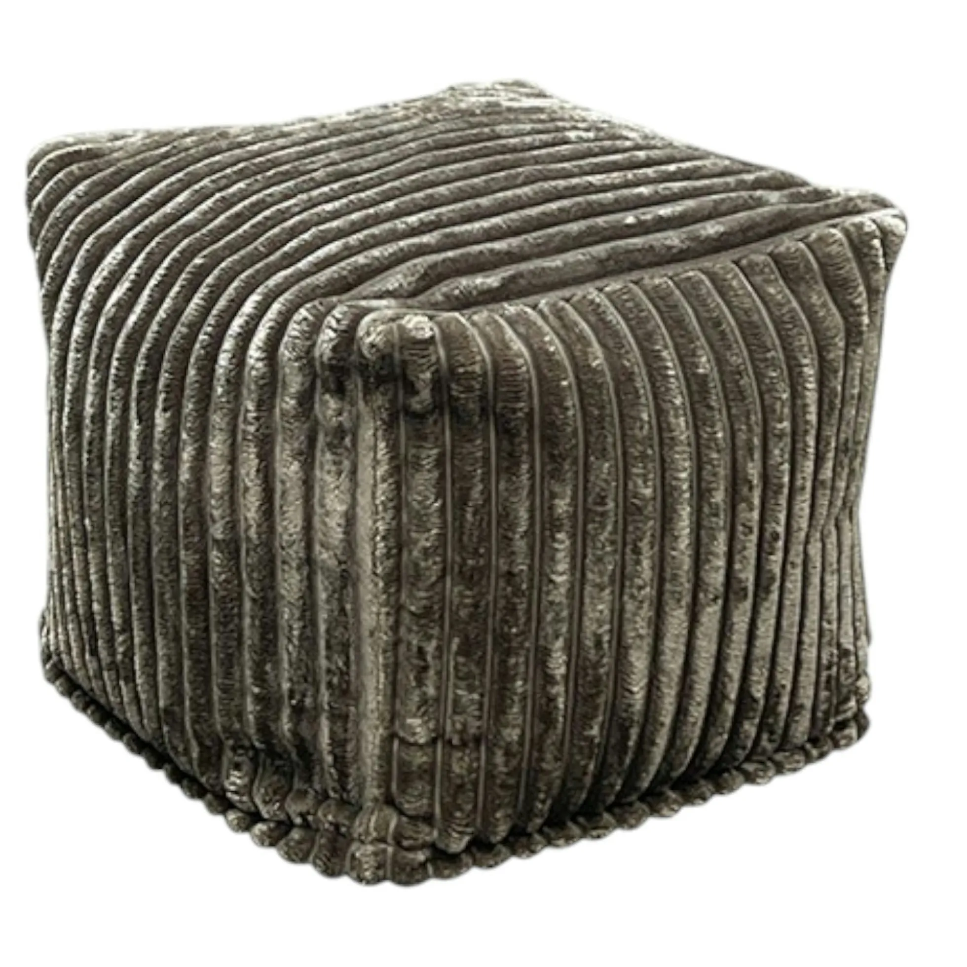 Pouf carré velours grosses côtes kaki VISBY