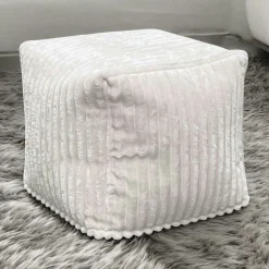 Pouf carré velours grosses côtes blanc VISBY