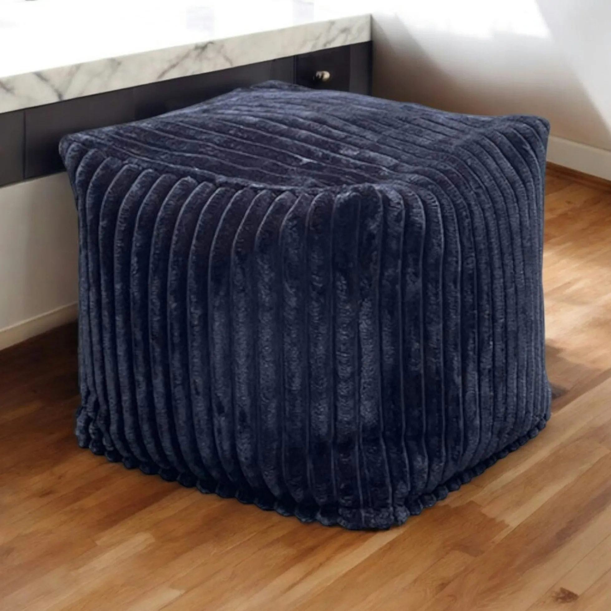 Pouf carré velours grosses côtes anthracite VISBY