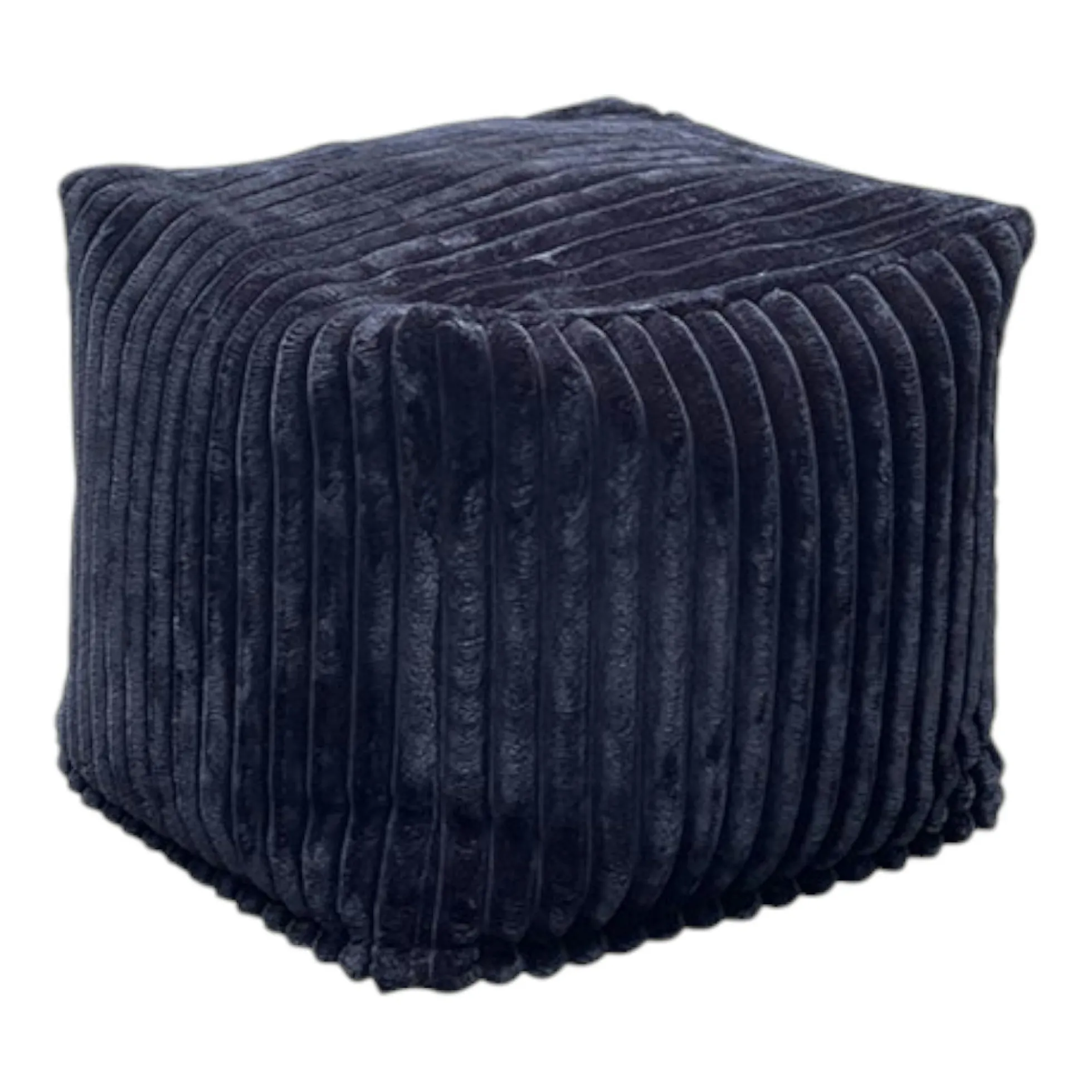 Pouf carré velours grosses côtes anthracite VISBY