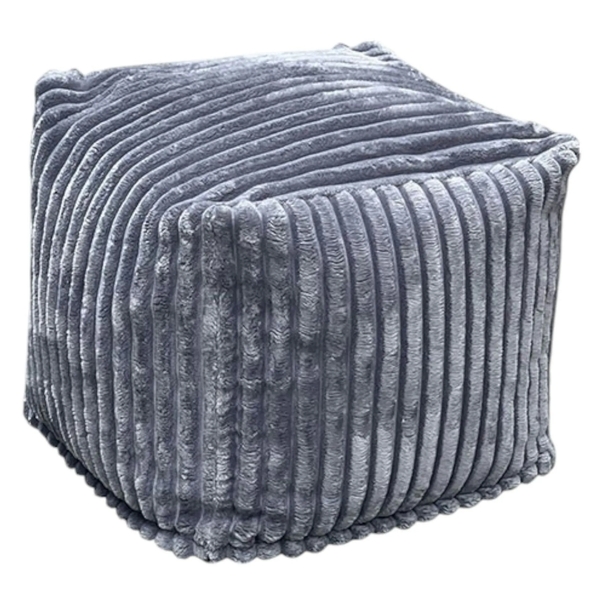 Pouf carré velours grosses côtes gris VISBY