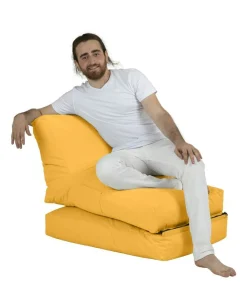 Pouf chaise longue extérieur jaune ARTA