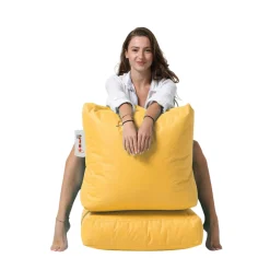 Pouf chaise longue extérieur jaune ARTA