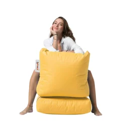 Pouf chaise longue extérieur jaune ARTA