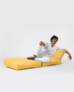 Pouf chaise longue extérieur jaune ARTA
