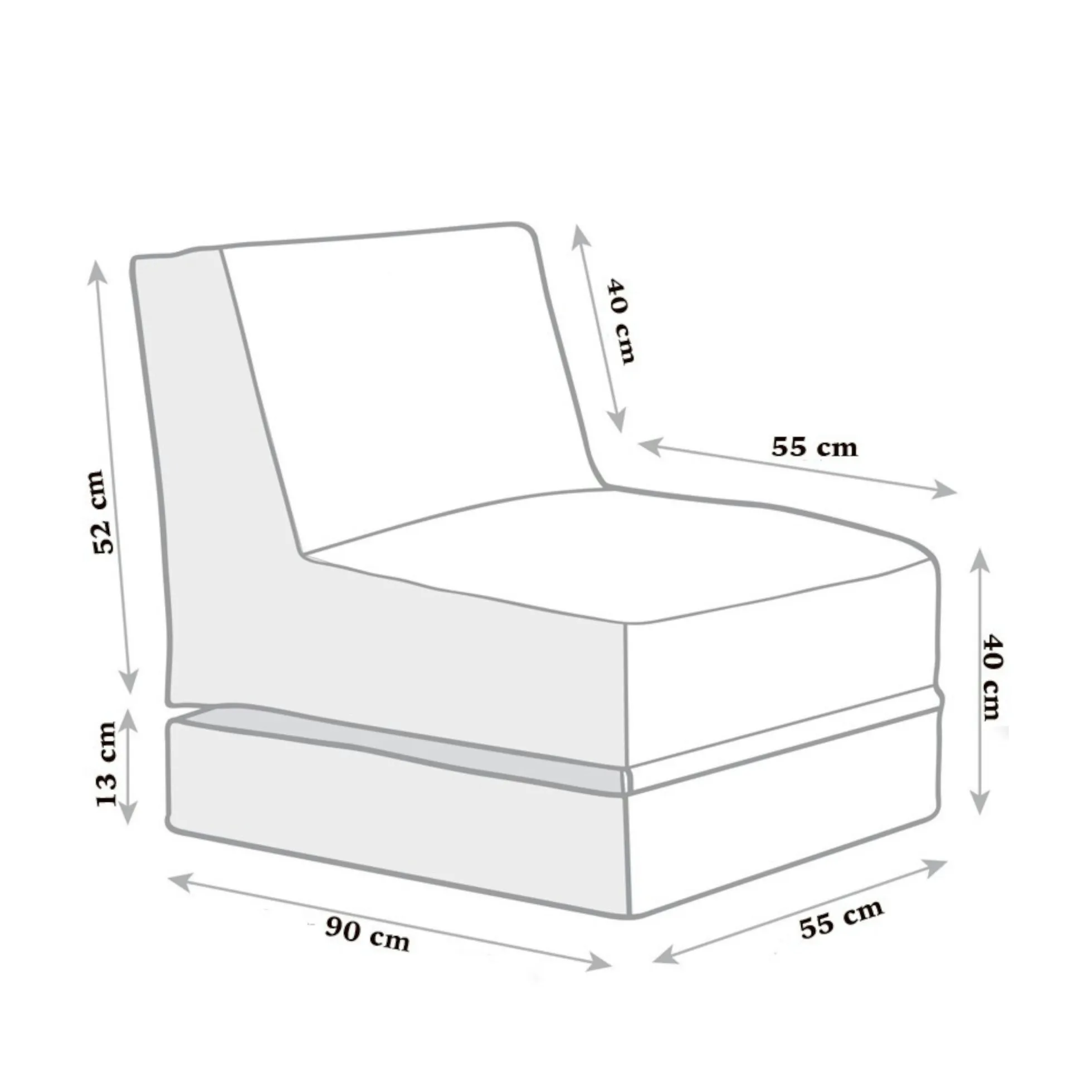 Pouf chaise longue extérieur orange ARTA