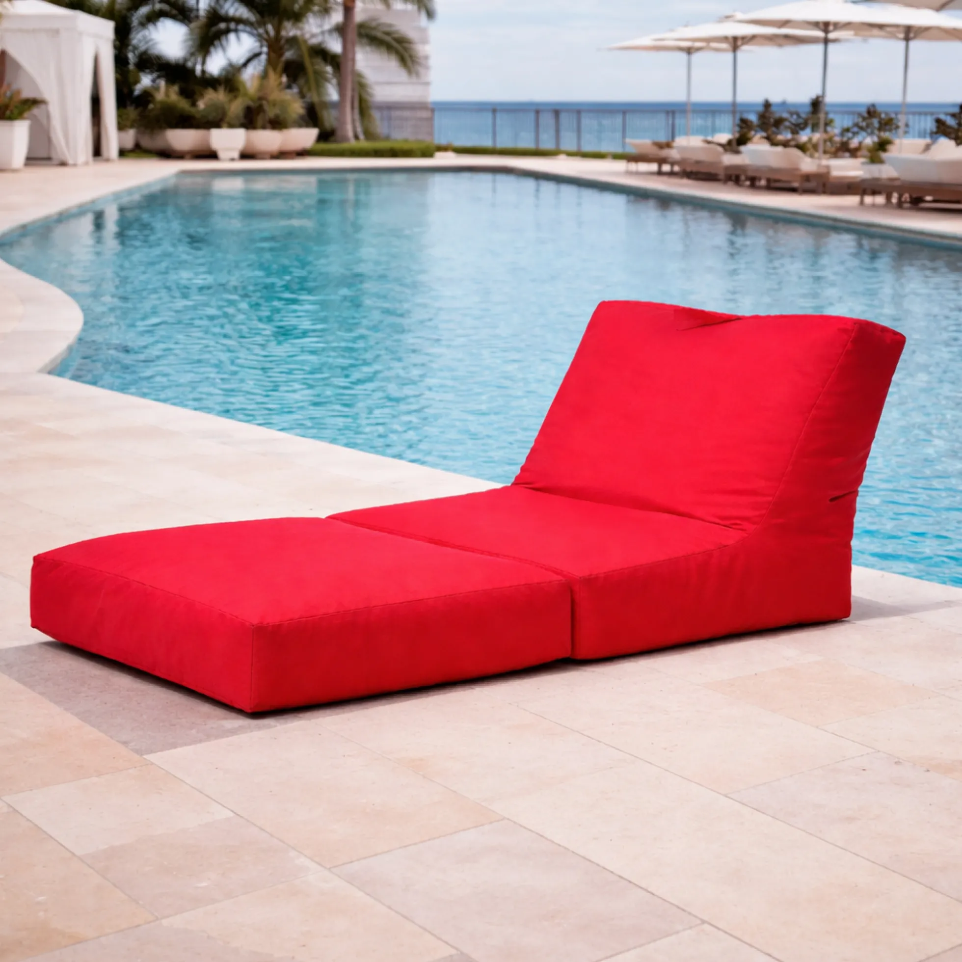 Pouf chaise longue extérieur rouge ARTA