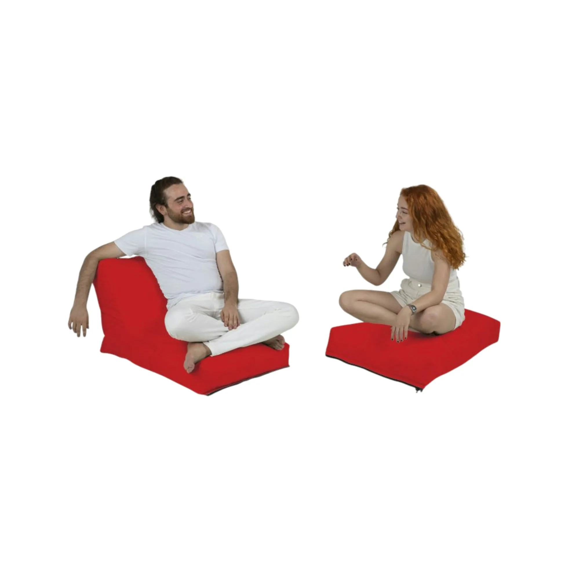 Pouf chaise longue extérieur rouge ARTA