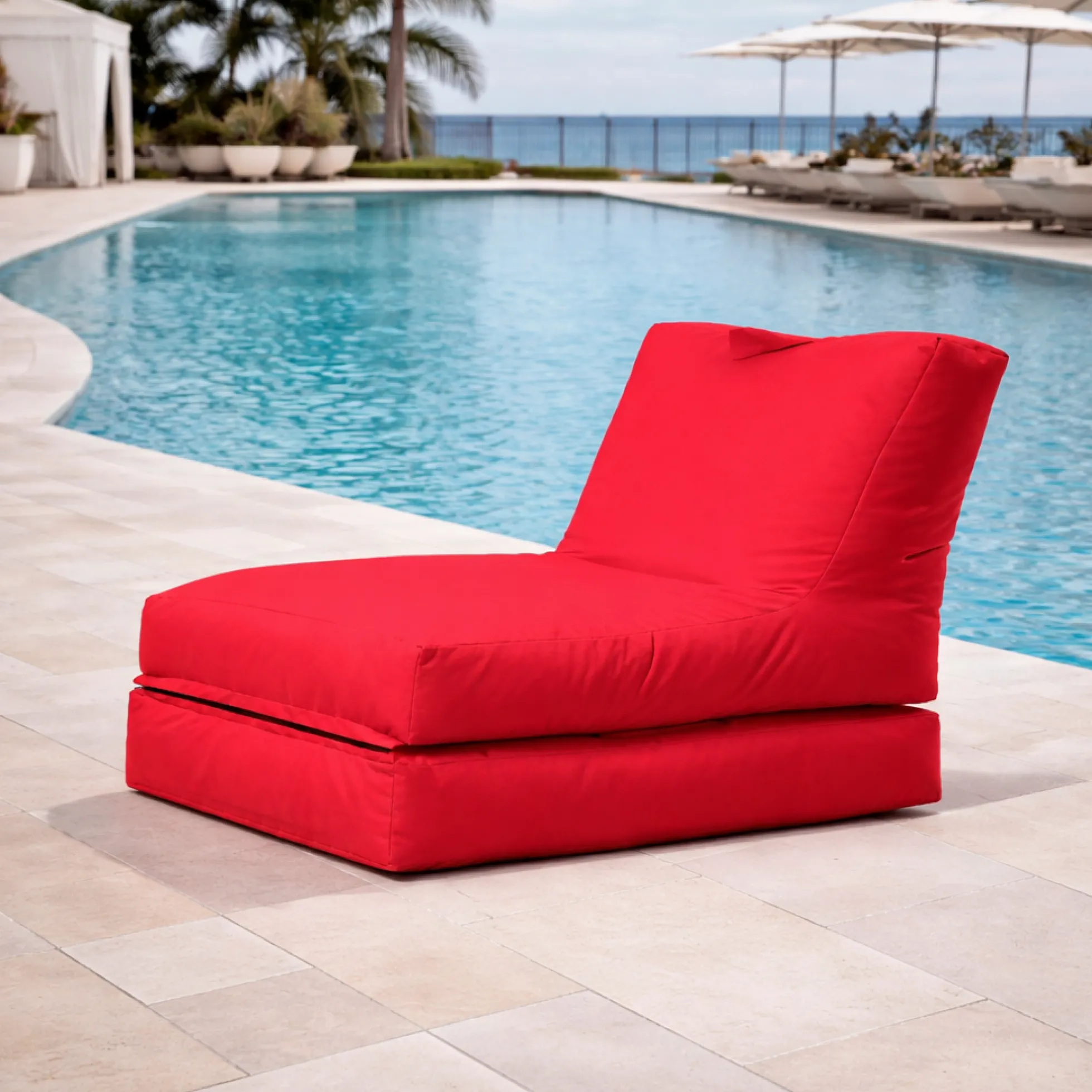 Pouf chaise longue extérieur rouge ARTA
