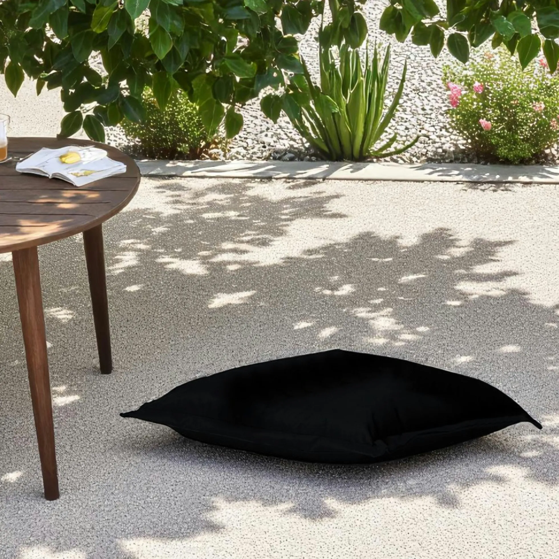 Pouf coussin de sol extérieur imperméable - noir ARTA
